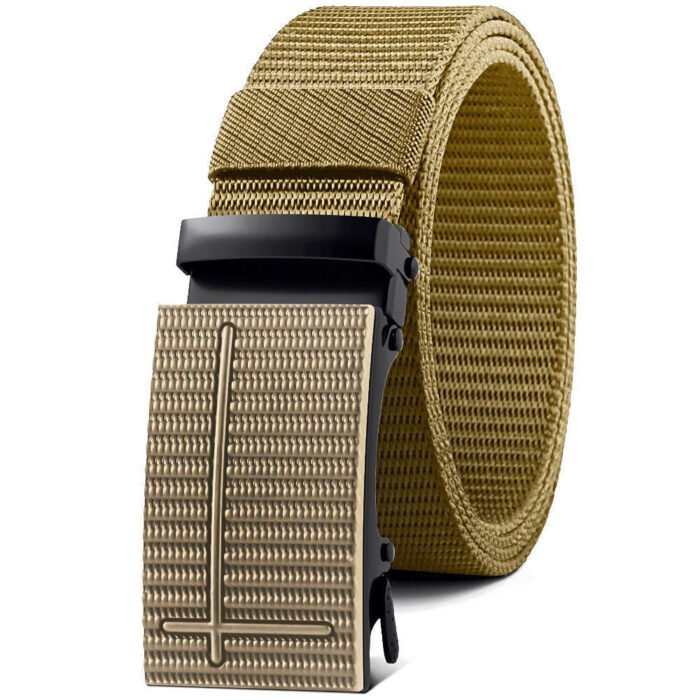 Men Causal Automatic Buckle Canvas Belt KHAKI