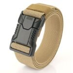 Men’s Canvas Belt Alloy Automatic Tactical Elastic Outdoor khaki