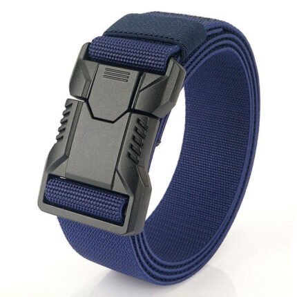 Men’s Canvas Belt Alloy Automatic Tactical Elastic Outdoor navy