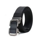 New Men’s Canvas Belt Automatic Flat Buckle Polyester High-Quality Belts