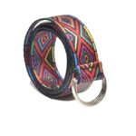 Women New Double Ring Buckle Retro Patterned Canvas Belt