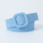 2.9 USD Candy Color Square Buckle Elastic Versatile Dress Belt Women sky blue