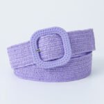 2.9 USD Candy Color Square Buckle Elastic Versatile Dress Belt Women light purple