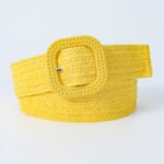 2.9 USD Candy Color Square Buckle Elastic Versatile Dress Belt Women yellow