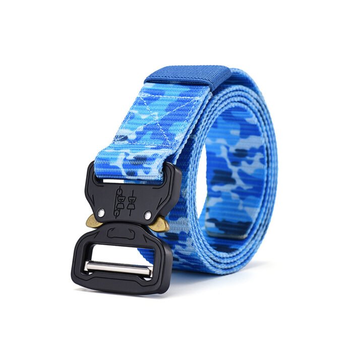 Blue mens camouflage-canvas belts