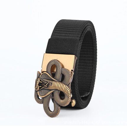 Men's Automatic Buckle Tactical Belt Outdoor Python Alloy Buckle Canvas Belts