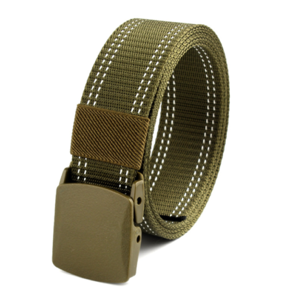 Men’s Canvas Belts Outdoor Tactical Belts Square Buckle Double Stitches