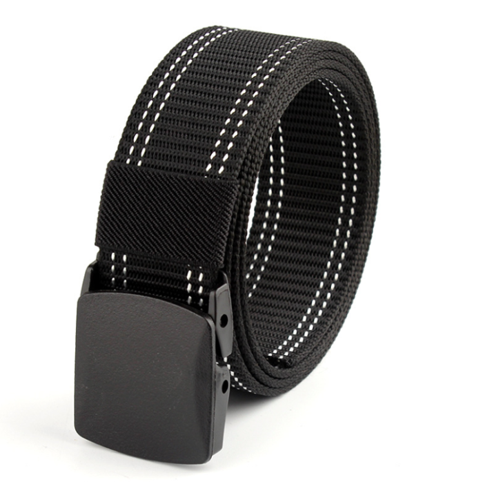 Men’s Canvas Belts Outdoor Tactical Belts Square Buckle Double Stitches