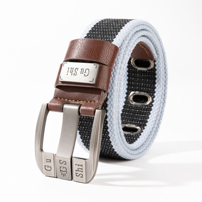 Men's Casual Canvas Belts Unisex Lengthen Women's Stripe Belts