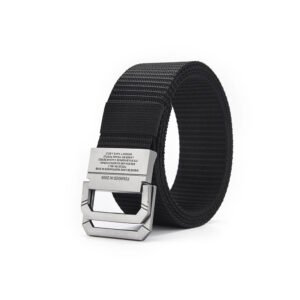 Men's Casual Canvas Belt Nickel Double Ring Metal Buckle