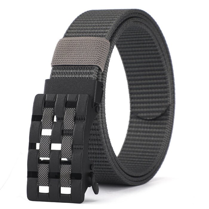 Men's Automatic Buckle Outdoor Tactical Sports Canvas Belts gray