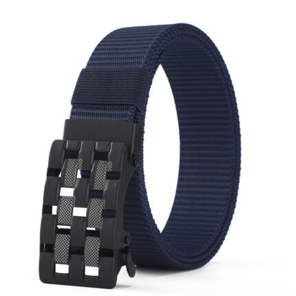 Men's Automatic Buckle Outdoor Tactical Sports Canvas Belts Navy