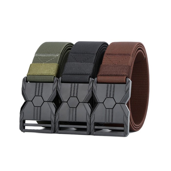 Men's Outdoor Training Tactical Buckle Belts Sports Eelastic Woven Belts