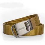 New Men's Sports Outdoor Belts Automatic Buckle Canvas Belt Khaki