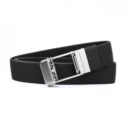 Plus Size Men's Canvas Belts Black Silver Buckle