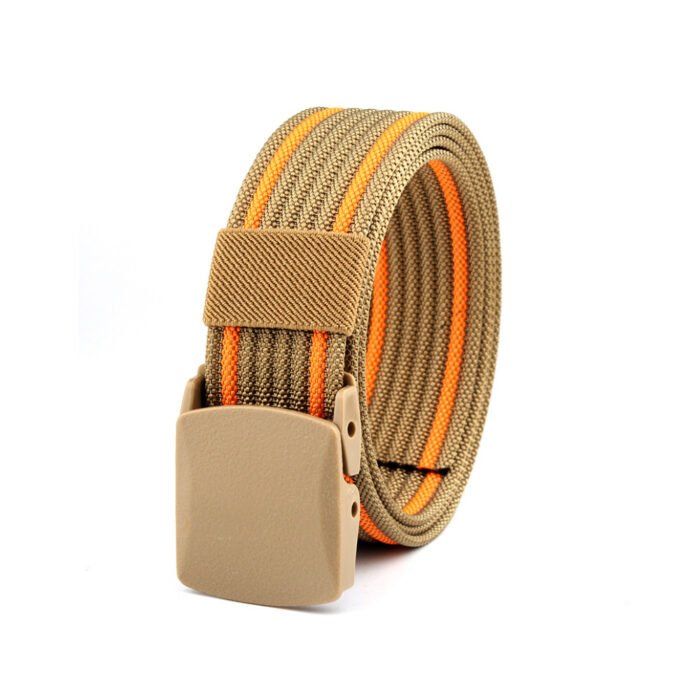 Striped Two-color Canvas Belts Outdoor Tactical Belt Plastic Buckle Belts