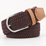 womens elastic causal canvas belt brown