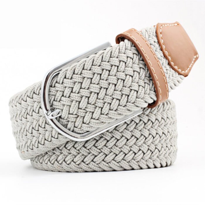 womens elastic causal canvas belt light gray