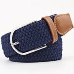 womens elastic causal canvas belt navy