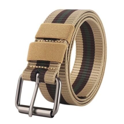 Young Men Casual Canvas Belts Knitting Stripe