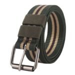 Young Men Casual Canvas Belts Knitting Stripe Army Green