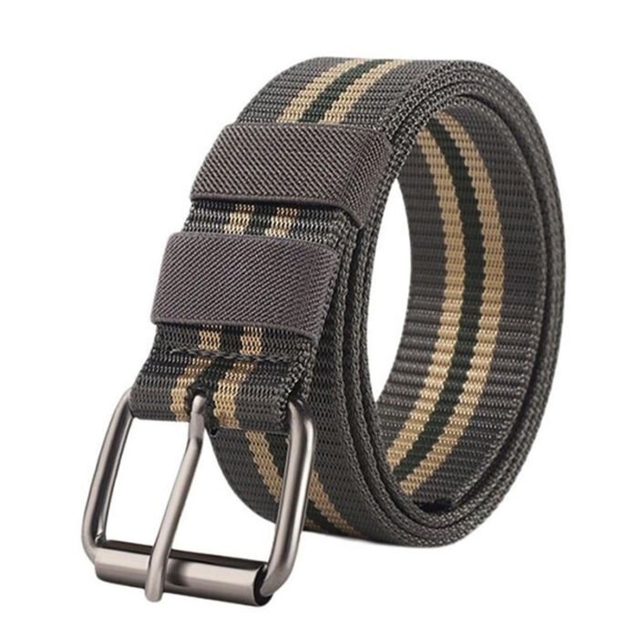 Young Men Casual Canvas Belts Knitting Stripe