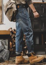 Men's Retro Washed Distressed Jeans, Loose Straight Fit Casual Denim Pants, Durable Cotton Workwear Jeans for Men