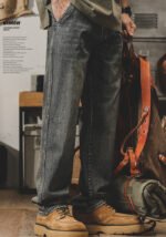 Men's Vintage Washed Straight-Leg Jeans Retro Distressed Loose Fit Denim Pants